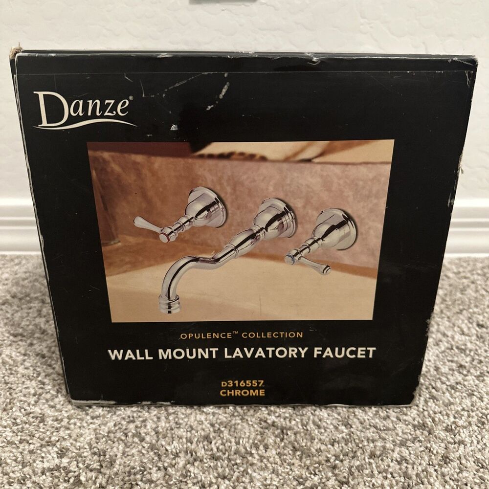 Danze Opulence Collection Wall Mount Lavatory Faucet D316557 Chrome Finish New